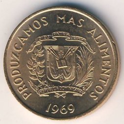 Доминиканская республика 1 сентаво 1969 год