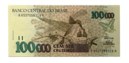 Бразилия 100000 крузейро 1993 год - UNC