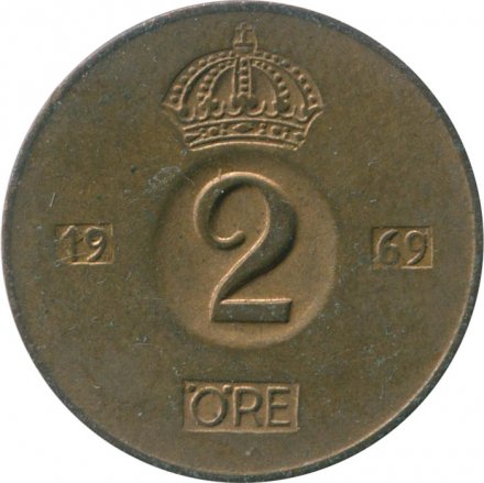 Швеция 2 эре 1969 год