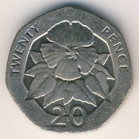 Монета Остров Святой Елены и острова Вознесения 20 пенсов 1998 год