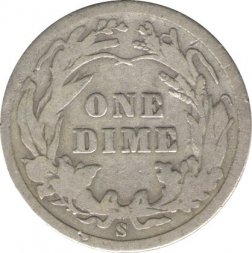 США 1 дайм (10 центов) 1905 год (S)