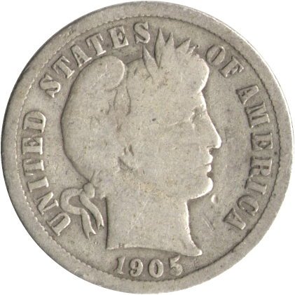 США 1 дайм (10 центов) 1905 год (S)