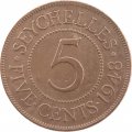 Сейшелы 5 центов 1948 год - Король Георг VI