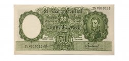 Аргентина 50 песо 1968 год - Хосе Франсиско де Сан-Мартин и Маторрас. Поход армии через горы - UNC