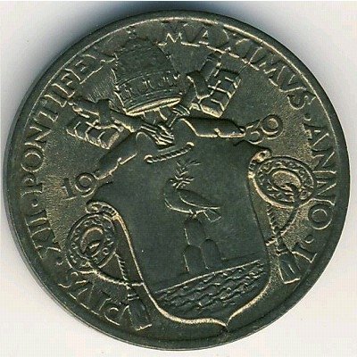 Ватикан 10 чентезимо 1939 год
