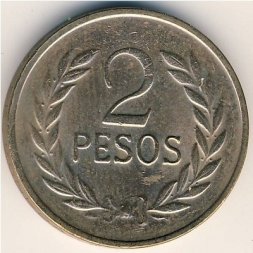 Колумбия 2 песо 1987 год
