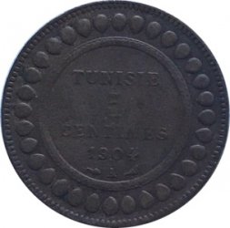 Тунис 5 сантимов 1904 год