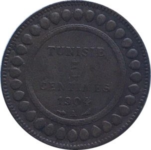 Тунис 5 сантимов 1904 год