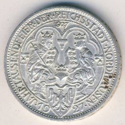 Веймарская республика 3 рейхсмарки 1927 год