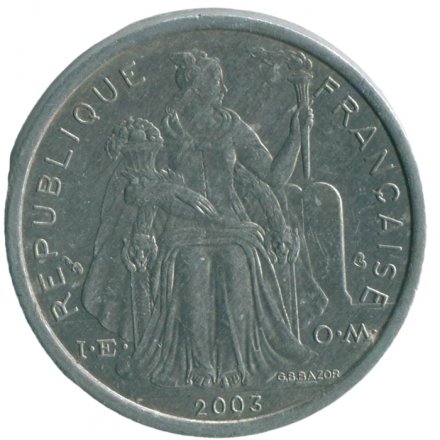 Французская Полинезия 2 франка 2003 год 