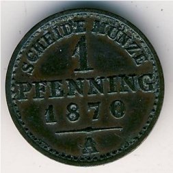 Пруссия 1 пфеннинг 1870 год