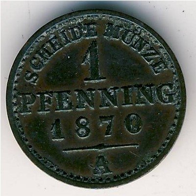 Пруссия 1 пфеннинг 1870 год