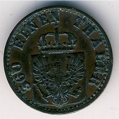 Пруссия 1 пфеннинг 1870 год