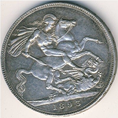 Великобритания 1 крона 1893 год