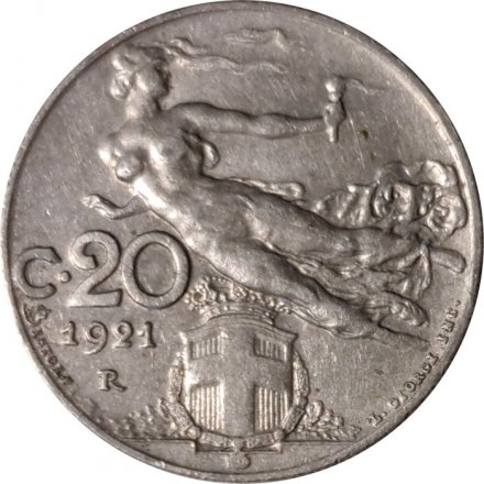 Италия 20 чентезимо 1921 год - Король Виктор Эммануил III