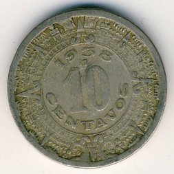 Мексика 10 сентаво 1938 год