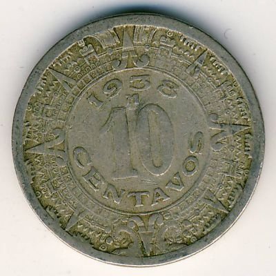 Мексика 10 сентаво 1938 год