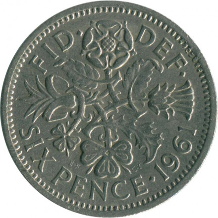 Великобритания 6 пенсов 1961 год