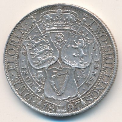 Великобритания 2 шиллинга (1 флорин) 1897 год