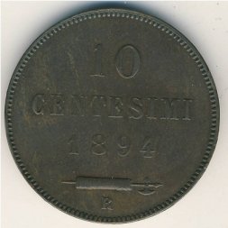 Сан-Марино 10 чентезимо 1894 год