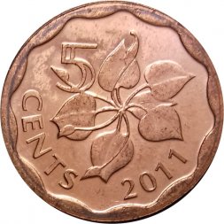 Свазиленд 5 центов 2011 год - Мсвати III