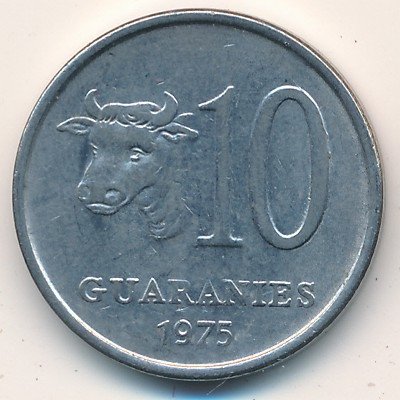 Парагвай 10 гуарани 1975 год