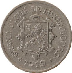 Люксембург 25 сантимов 1919 год