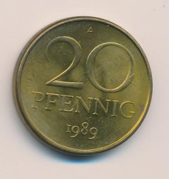ГДР 20 пфеннигов 1989 год (A)