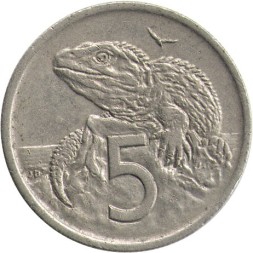 Новая Зеландия 5 центов 1975 год - Гаттерия