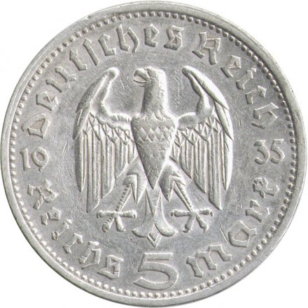 Третий Рейх 5 рейхсмарок 1935 год (E)