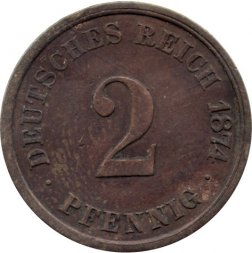 Германия 2 пфеннига 1874 год (A)