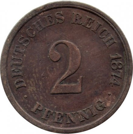 Германия 2 пфеннига 1874 год (A)