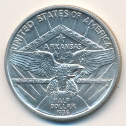 США 1/2 доллара 1936 год - 100-летие штата Арканзас. Сенатор Джозеф Робинсон