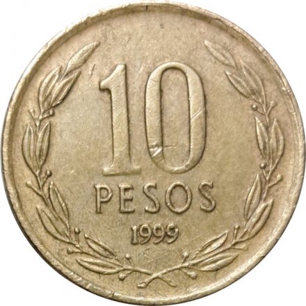 Чили 10 песо 1999 год