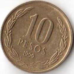 Чили 10 песо 1999 год