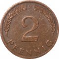 ФРГ 2 пфеннига 1974 год (D)