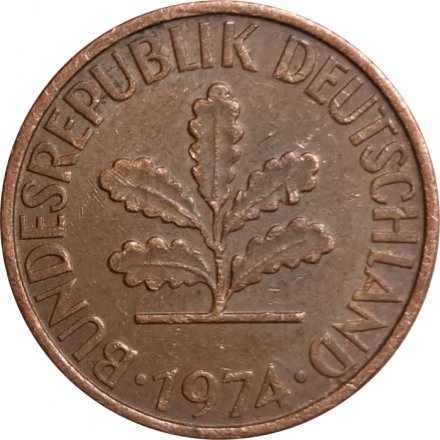 ФРГ 2 пфеннига 1974 год (D)