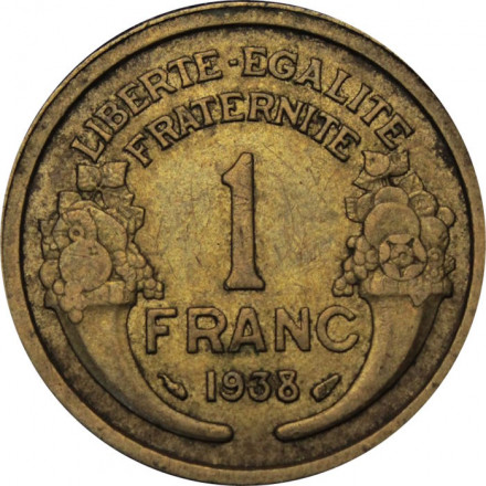 Франция 1 франк 1938 год
