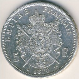 Франция 5 франков 1870 год
