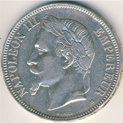 Франция 5 франков 1870 год