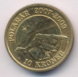 Дания 10 крон 2009 год - Международный полярный год. Северное сияние