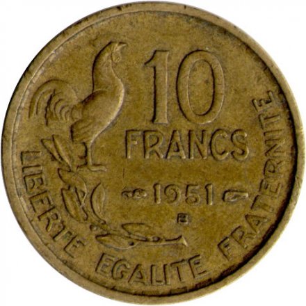 Франция 10 франков 1951 год (B)