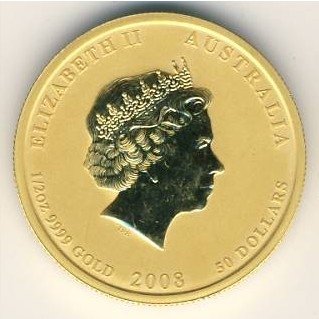 Австралия 50 долларов 2008 год - Год крысы (золото)