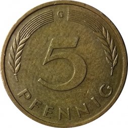 ФРГ 5 пфеннигов 1987 год - G