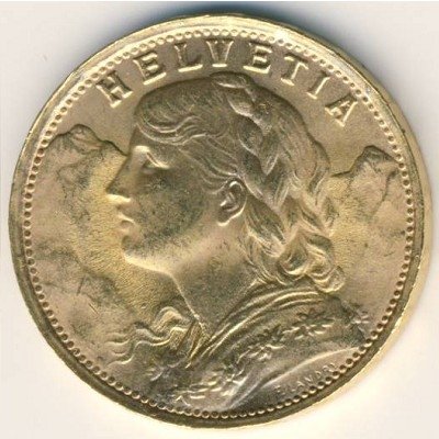 Швейцария 20 франков 1935 год