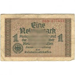 Третий Рейх (Германия) 1 рейхсмарка 1939-1945 год - Для оккупированных территорий - F