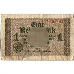 Третий Рейх (Германия) 1 рейхсмарка 1939-1945 год - Для оккупированных территорий - F