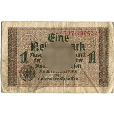 Третий Рейх (Германия) 1 рейхсмарка 1939-1945 год - Для оккупированных территорий - F