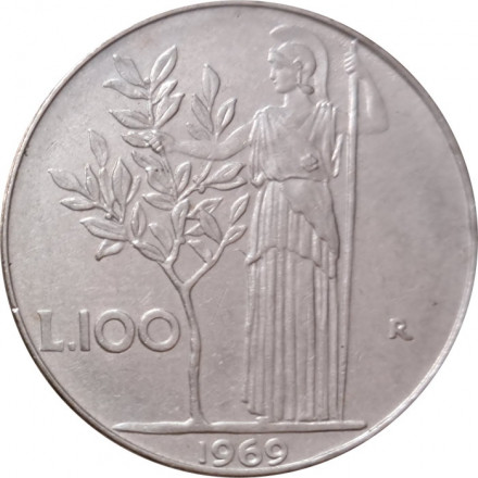 Италия 100 лир 1969 год Минерва