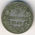Бавария 3 крейцера 1852 год